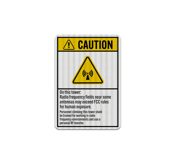ANSI Caution RF Hazard Aluminum Sign (EGR Reflective)