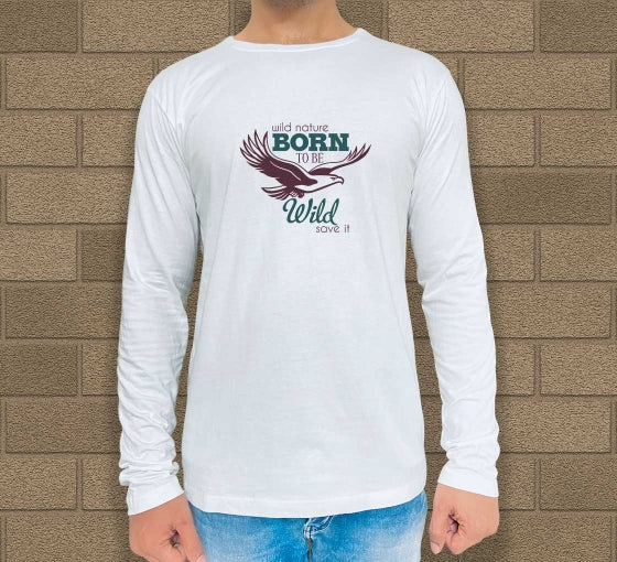 Men's Printed Long Sleeves T-Shirt - Crew Neck