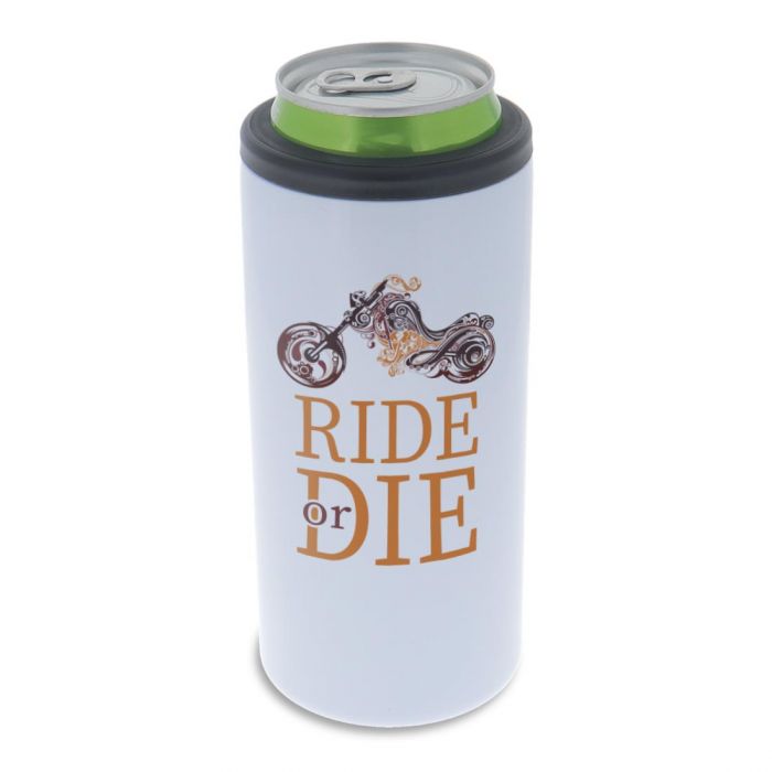 White Stainless Steel Sublimation Skinny Can Cooler