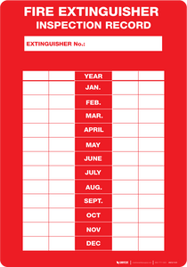 Fire Extinguisher Inspection Record - Wall Sign