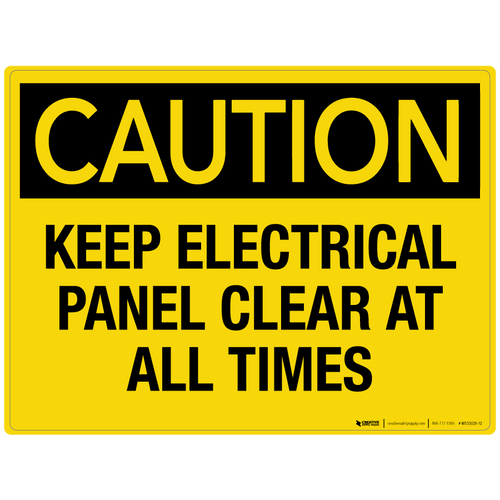 Caution: Keep Electrical Panel Clear at all Times - Wall Sign